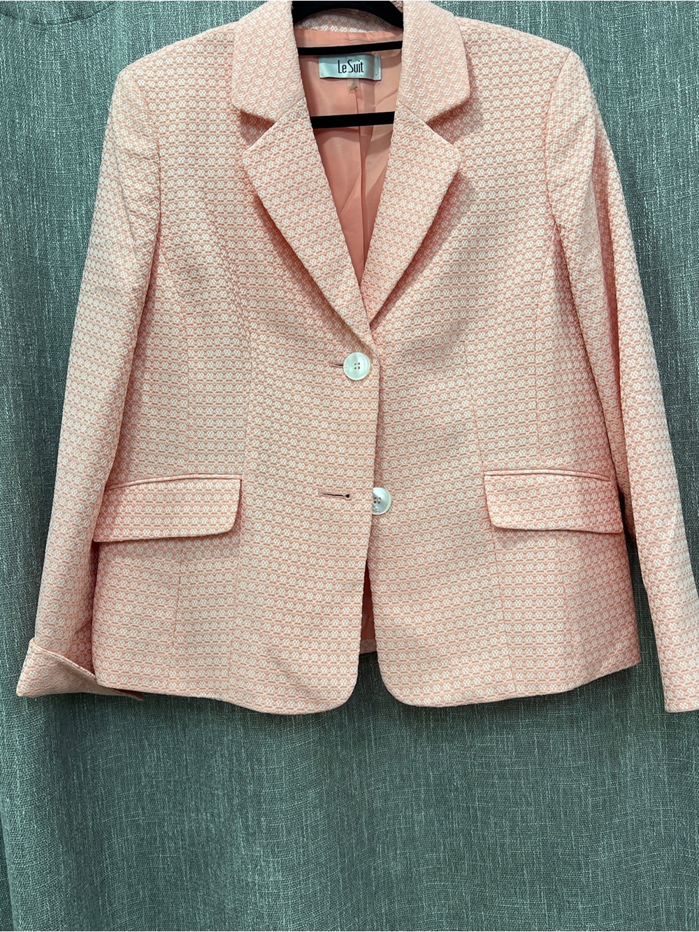 Le Suit Pink Textured Notch-Lapel Women's Blazer